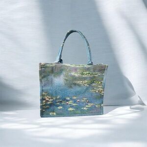 Claude Monet Inspired Blue Waterlily Art Tote Bag - NWT
